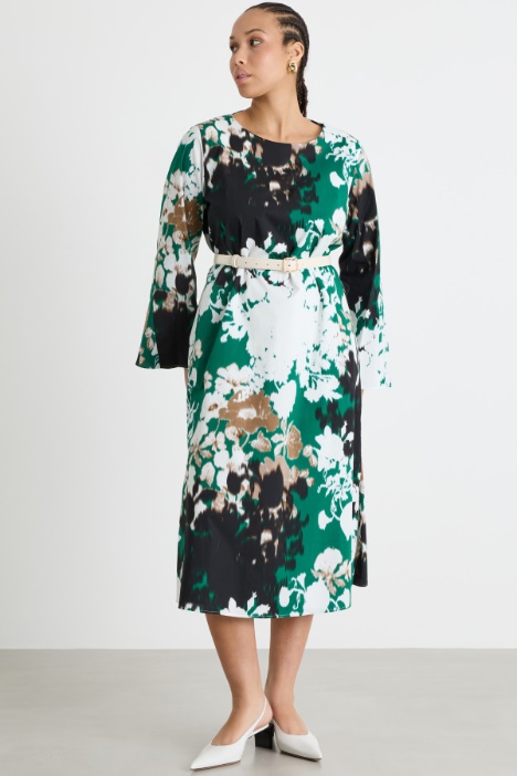 Abito in popeline con maniche svasate Intrend