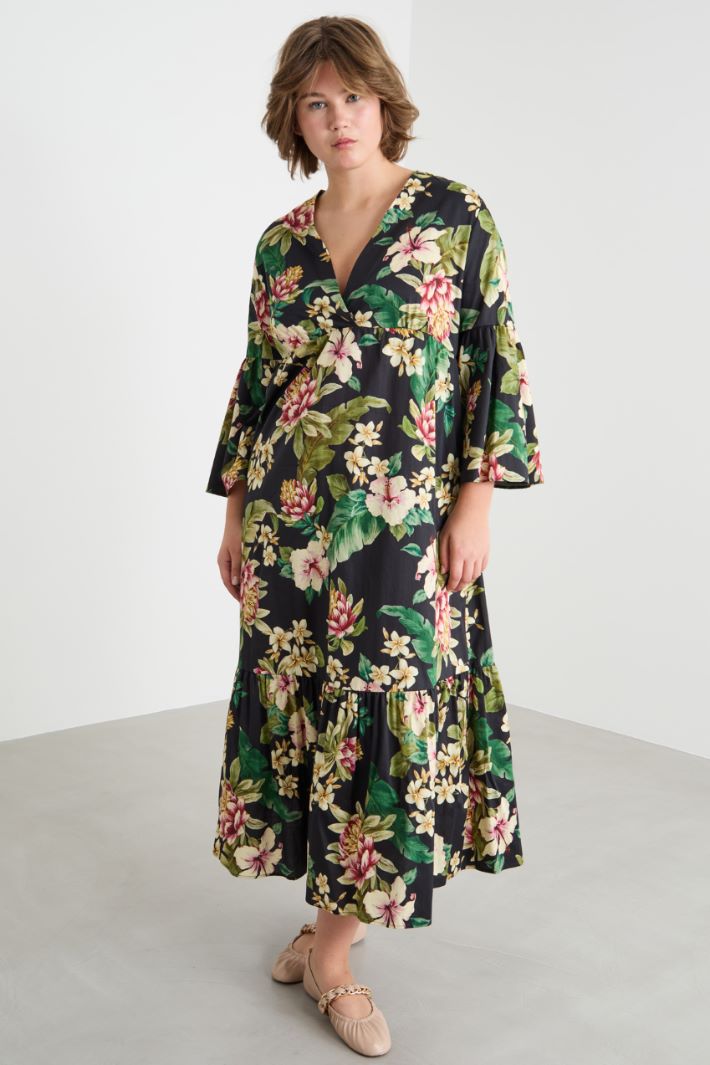 Printed satin dress with flounced sleeves Intrend - 2
