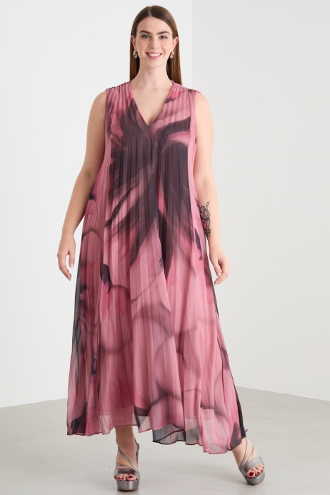 Vestido de georgette plisado