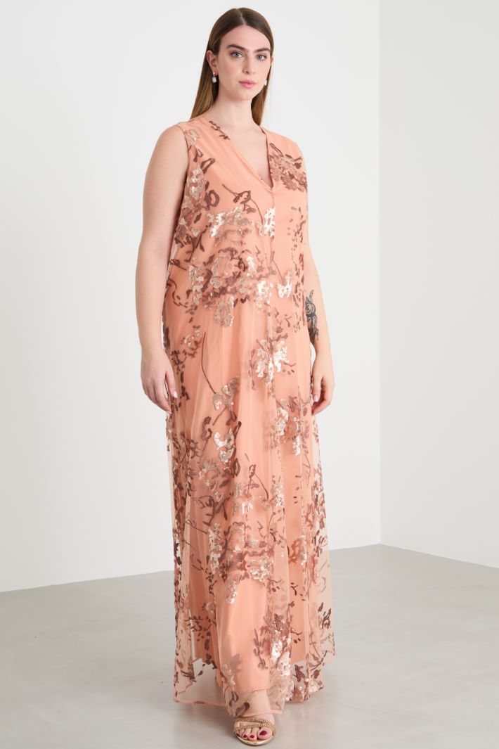 Embroidered tulle maxi dress Intrend - 2