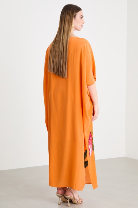 Abito caftano in crepe de chine