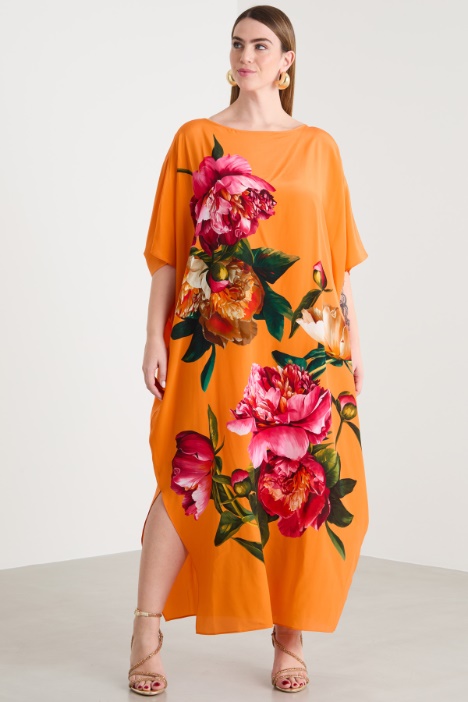 Abito caftano in crepe de chine