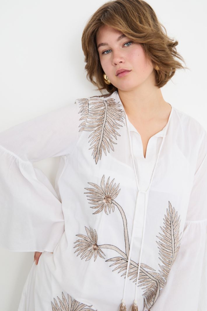 Embroidered cotton voile dress Intrend - 3