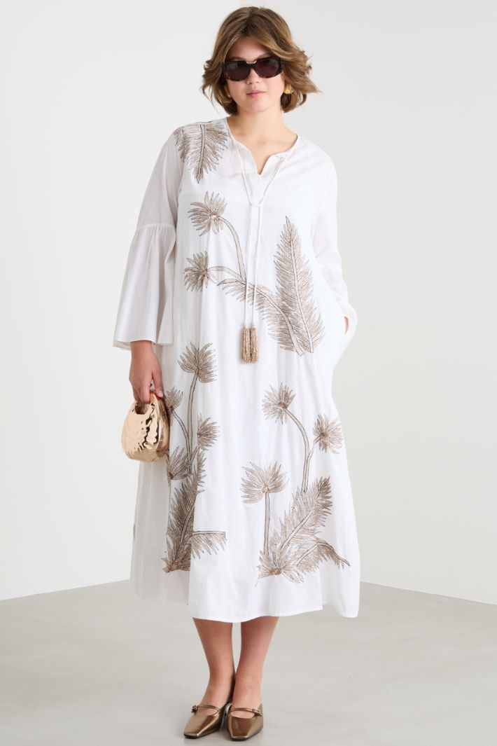 Embroidered cotton voile dress Intrend