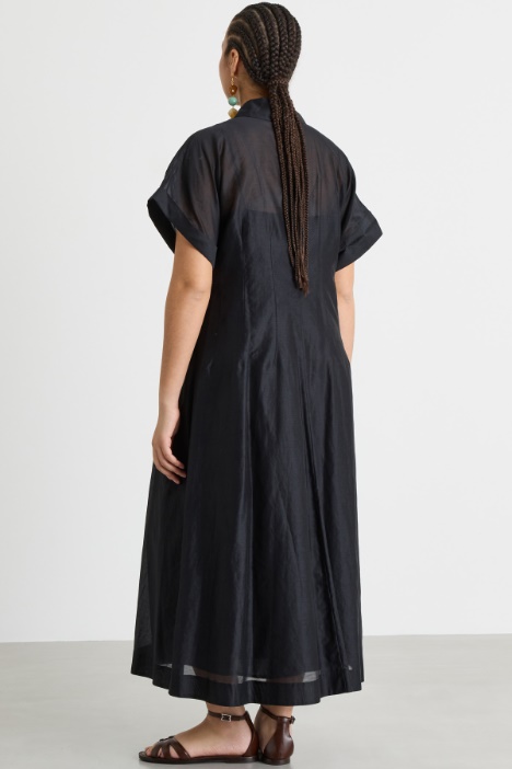 Abito chemisier in voile con maniche corte