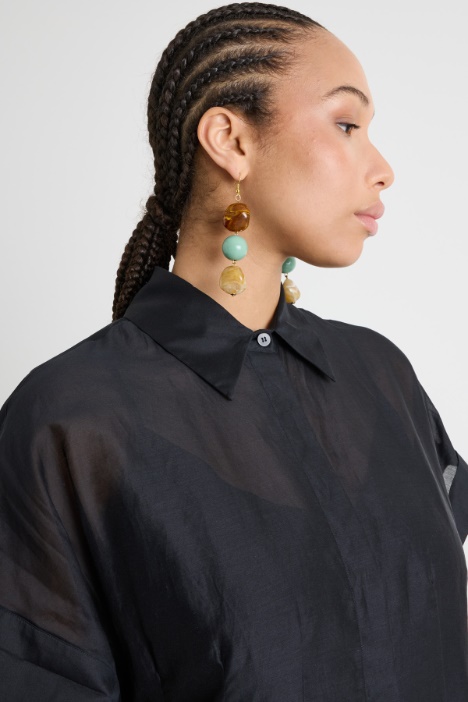 Abito chemisier in voile con maniche corte