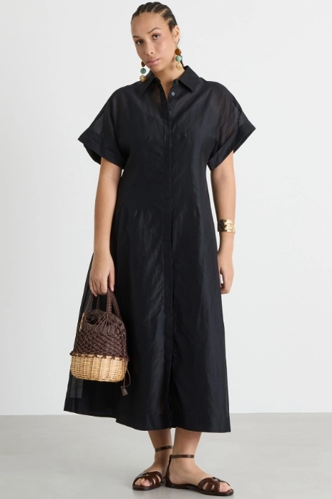 Short-sleeved voile shirt dress - Intrend
