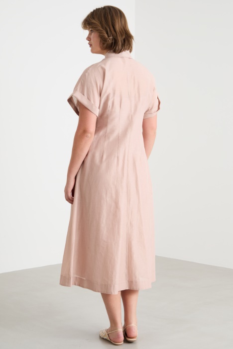 Abito chemisier in voile con maniche corte