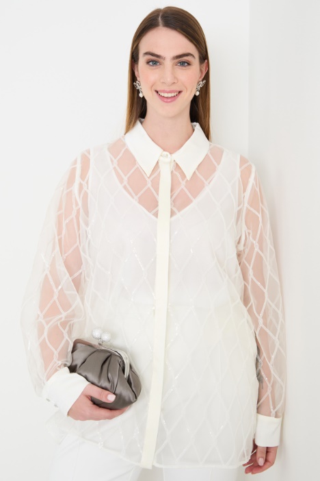Embroidered organza blouse Intrend