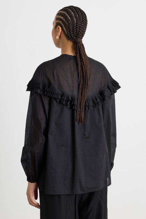 Casacca in voile con balze plissé