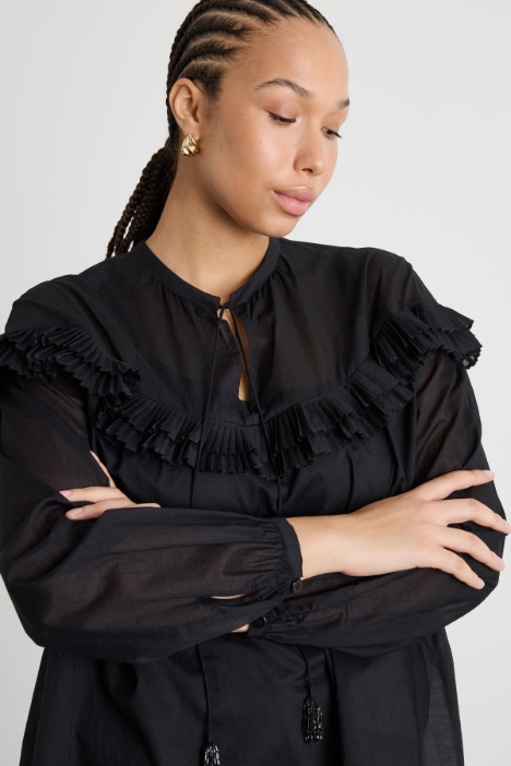 Casacca in voile con balze plissé