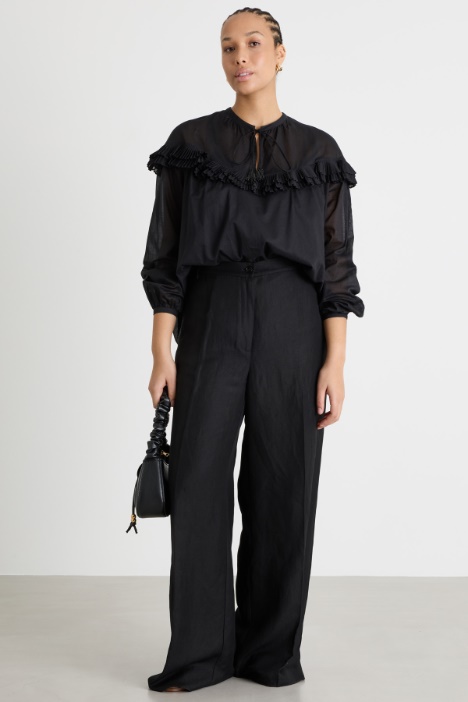 Plissé-Frill Cotton Voile Blouse Intrend