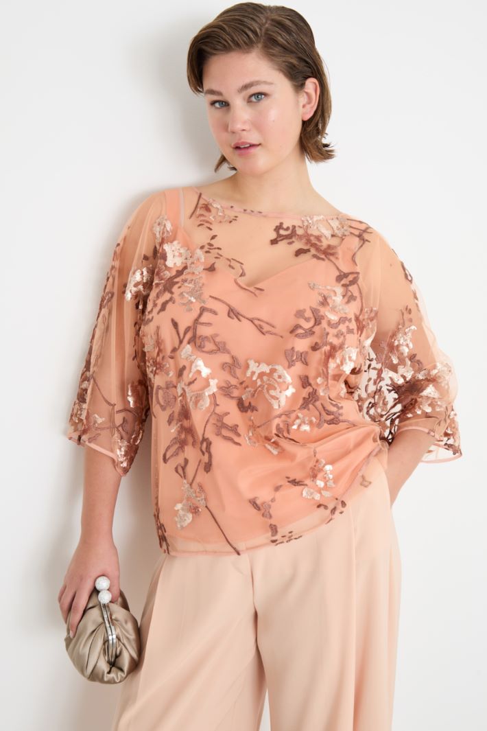 Blusa in tulle con ricamo Intrend - 2