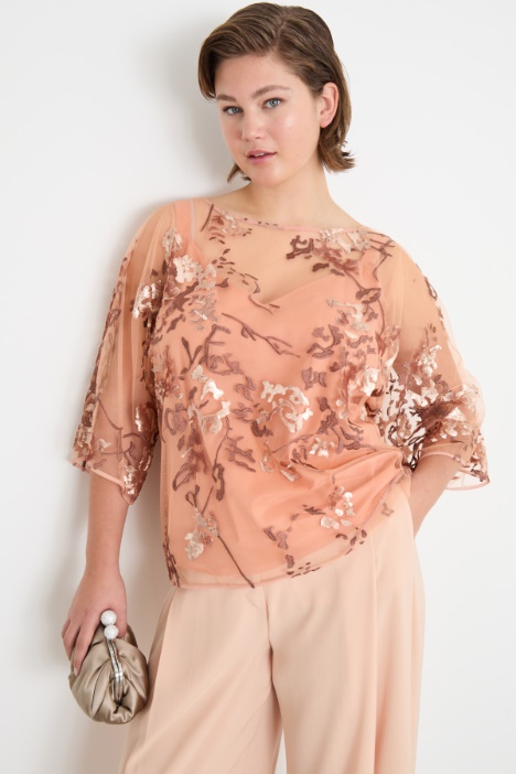 Embroidered tulle blouse Intrend