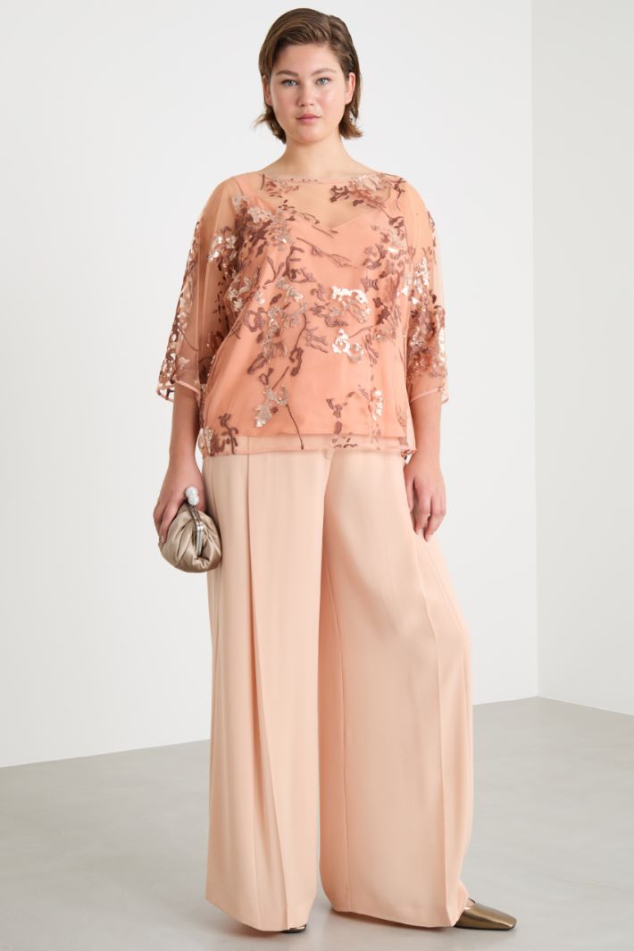 Blusa in tulle con ricamo Intrend