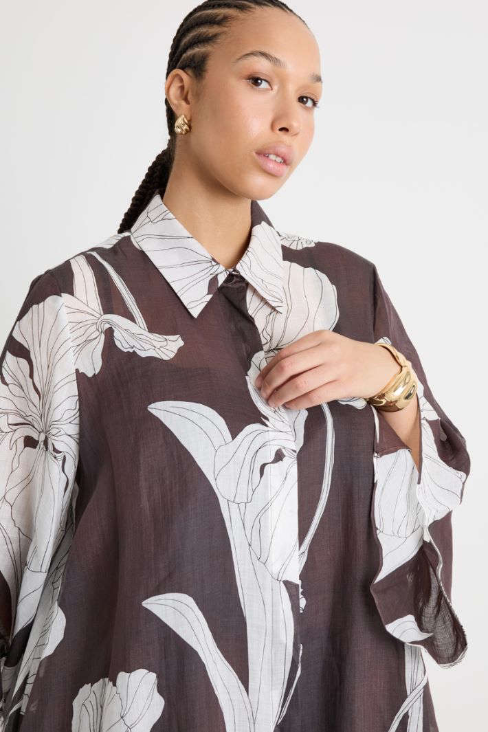Printed Ramie Tunic with Calla Lily Sleeves Intrend - 3