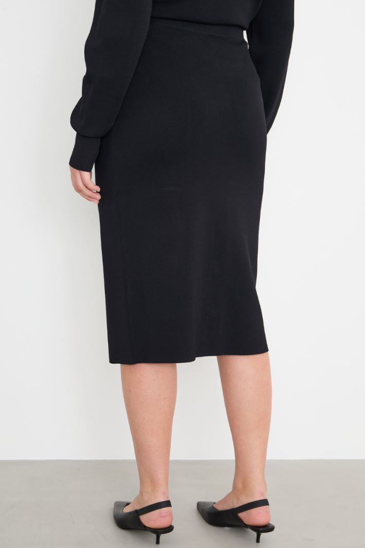 Jewel-embellished knitted pencil skirt Intrend - 4