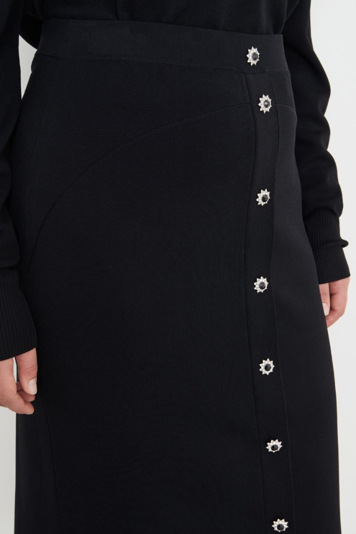Jewel-embellished knitted pencil skirt Intrend - 3