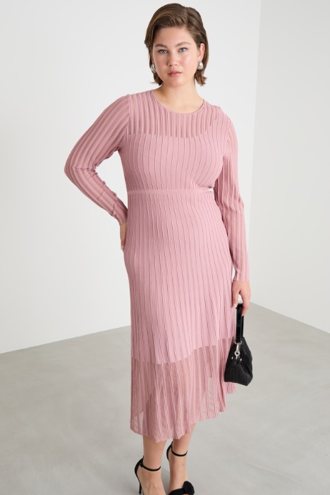 Abito in maglia a coste plissé