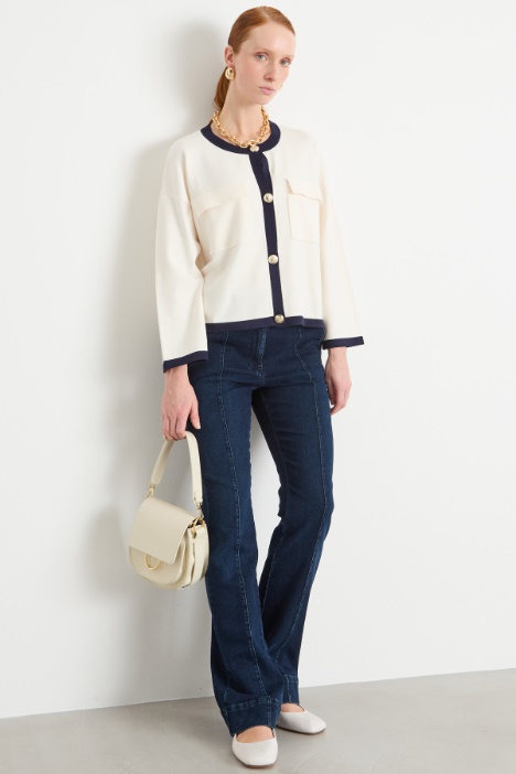 Contrast-Trim Cardigan Intrend