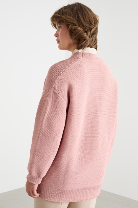 Cardigan cocoon con bottoni gioiello