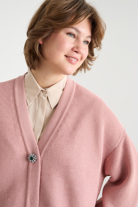 Cardigan cocoon con bottoni gioiello