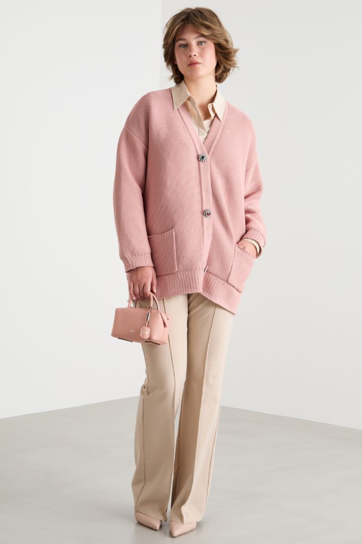 Cocoon cardigan with jewelled buttons Intrend
