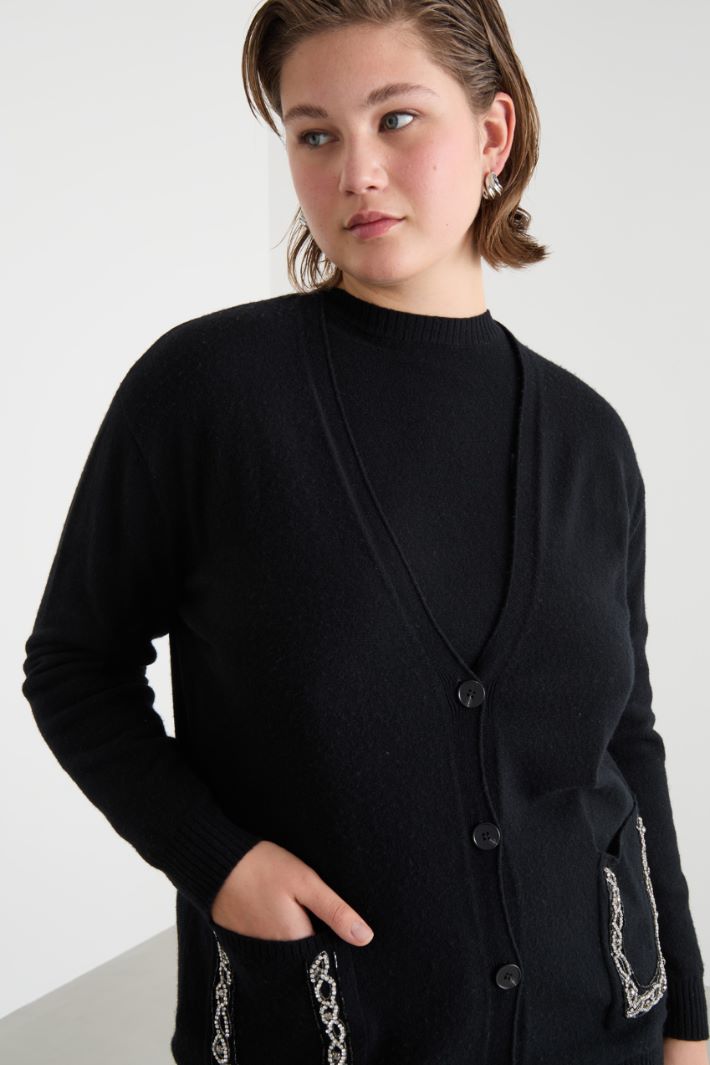 Embellished-pocket cardigan Intrend - 3
