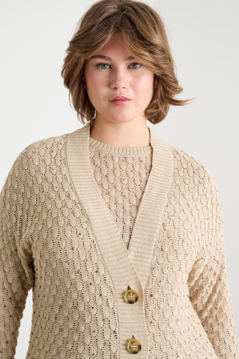 Cardigan con punto a rilievo