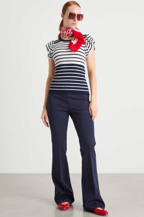 Ruffled-Sleeve Knit Top Intrend