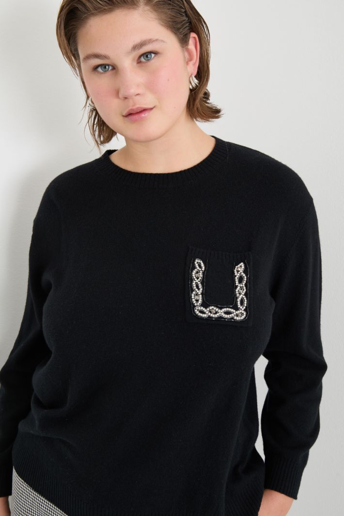 Embellished-pocket jumper Intrend - 3