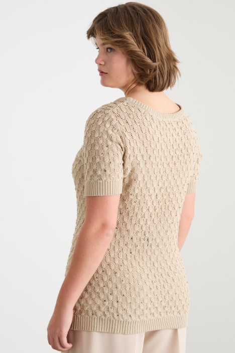 Maglia con punto a rilievo e strass