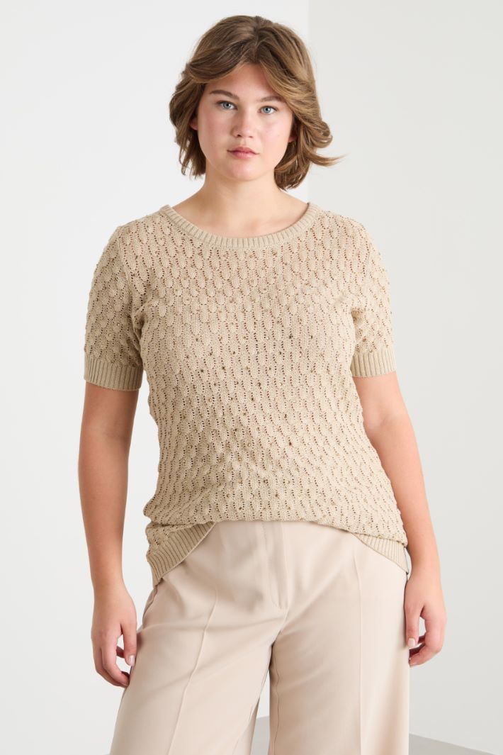 Rhinestone textured-knit top Intrend - 2