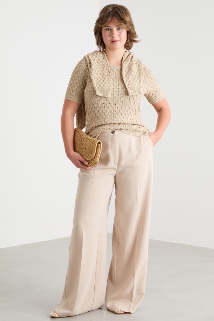 Rhinestone textured-knit top Intrend