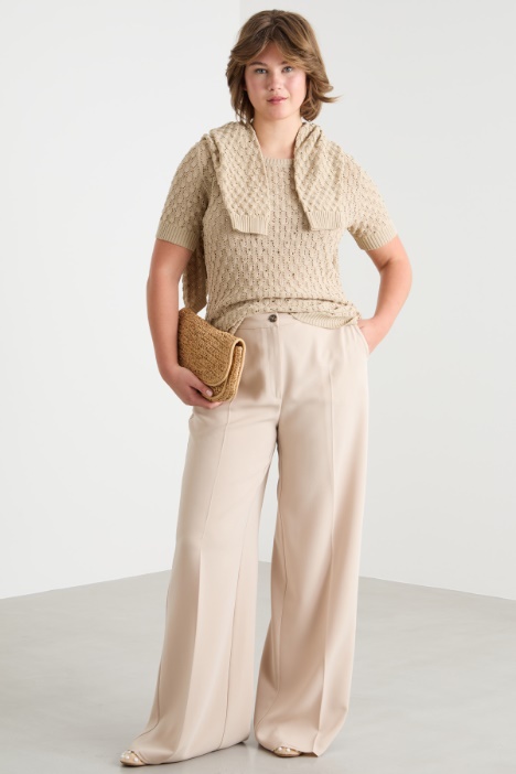 Rhinestone textured-knit top Intrend