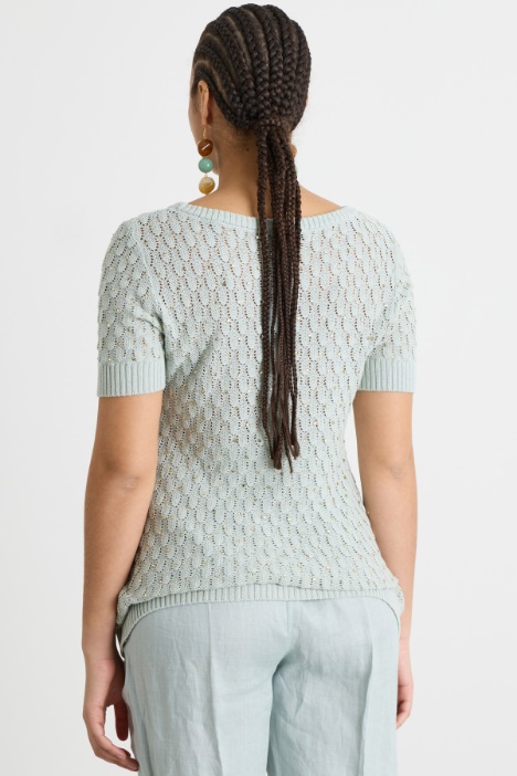 Maglia con punto a rilievo e strass