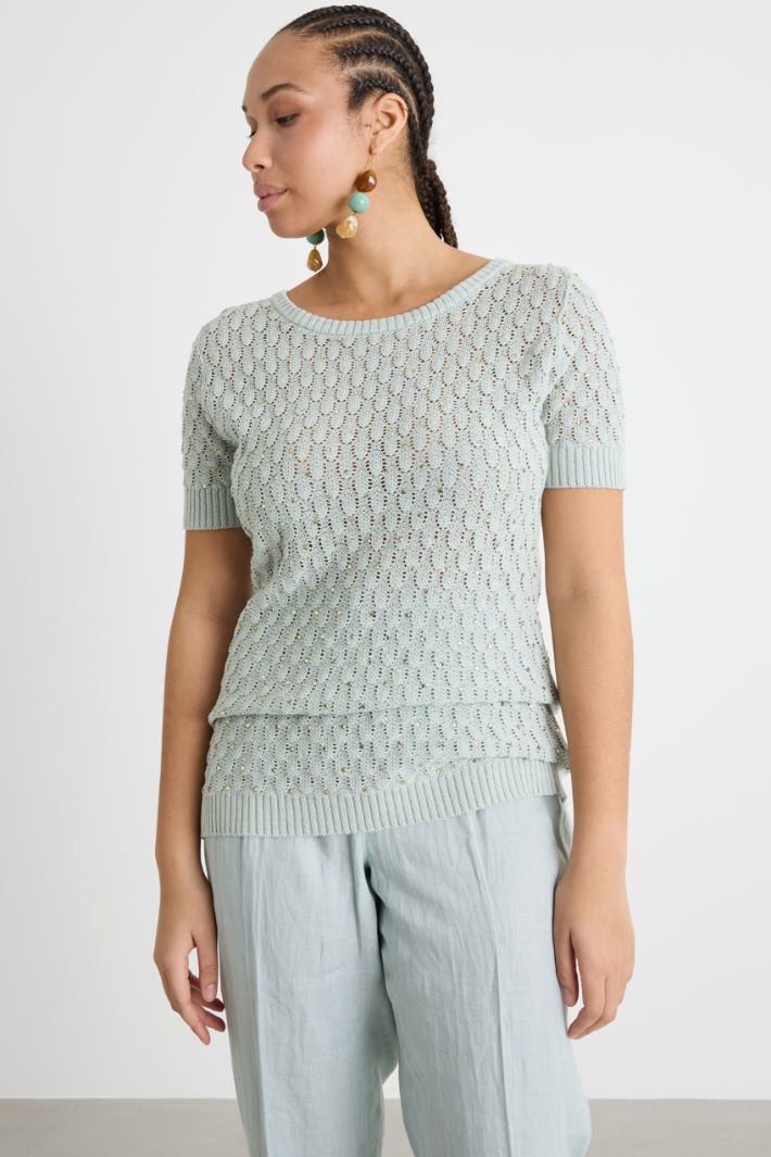 Maglia con punto a rilievo e strass Intrend - 2