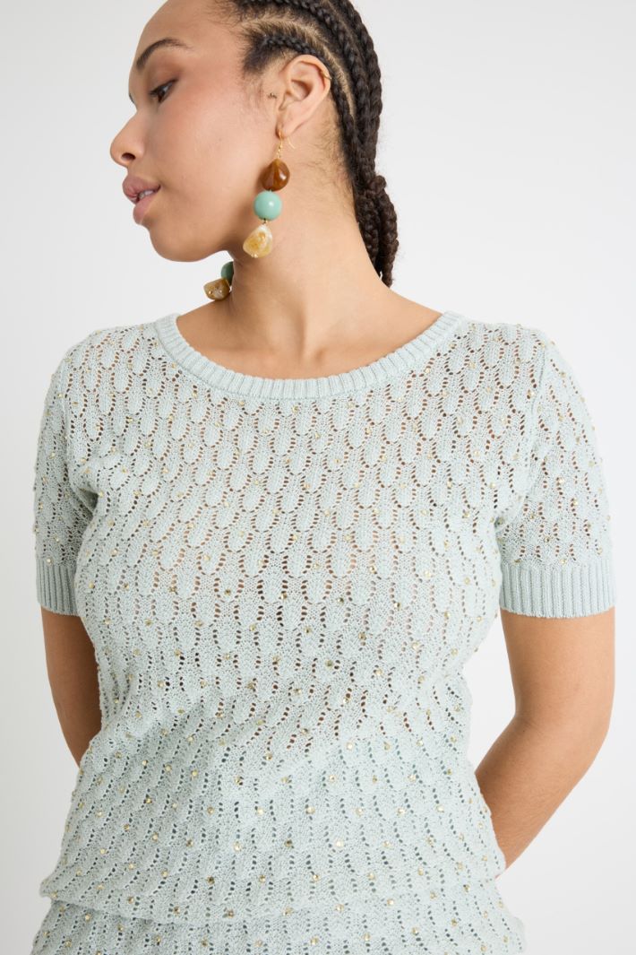 Maglia con punto a rilievo e strass Intrend - 3