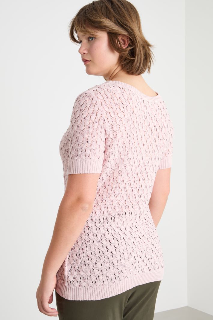 Rhinestone textured-knit top Intrend - 4