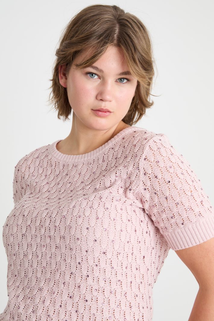 Rhinestone textured-knit top Intrend - 3