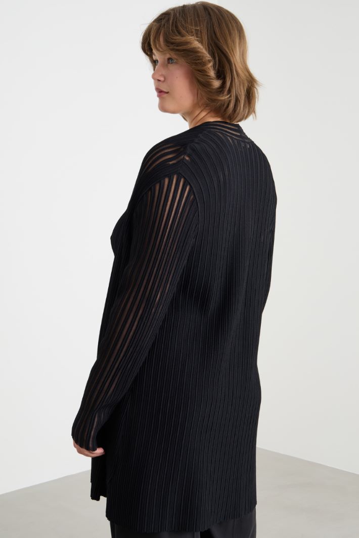 Plissé-Rib Knit Cardigan and Top Intrend - 4