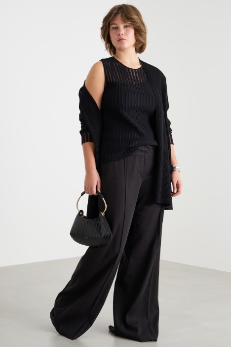 Plissé-Rib Knit Cardigan and Top Intrend