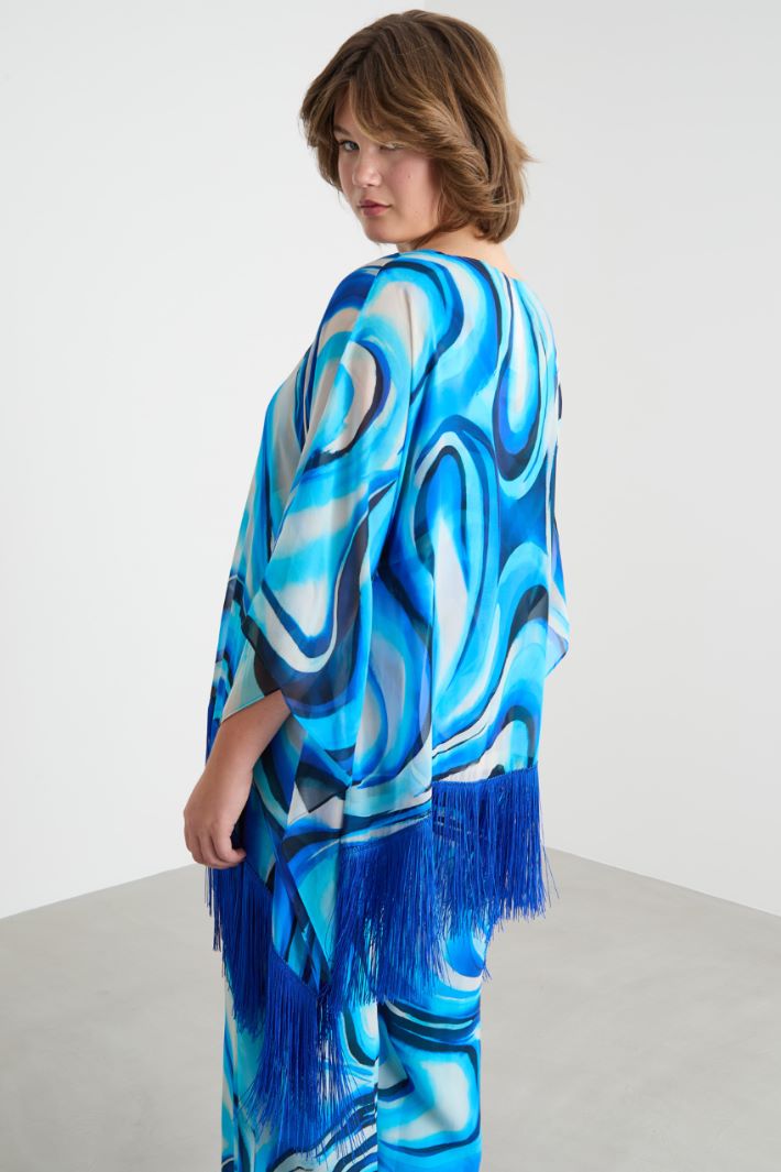 Fringed georgette poncho Intrend - 4