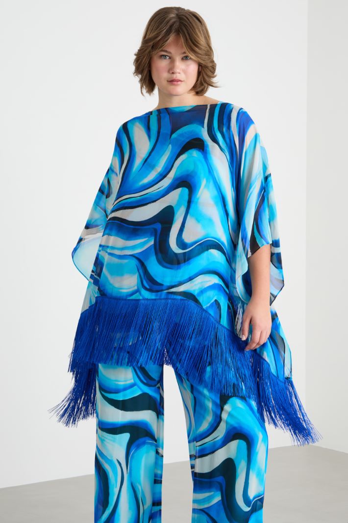 Fringed georgette poncho Intrend - 2