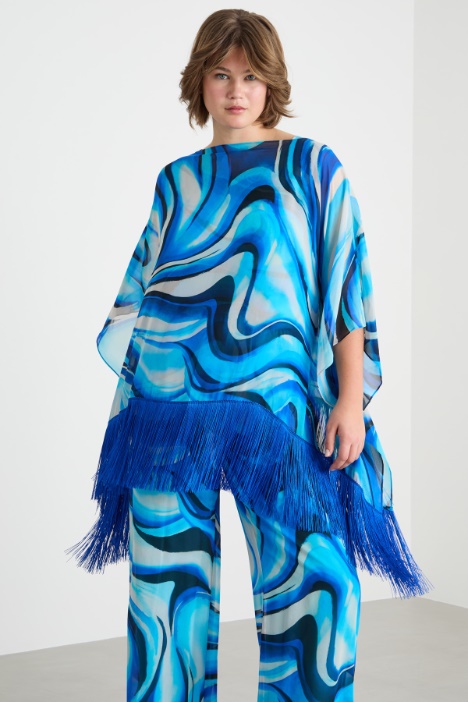 Fringed georgette poncho Intrend