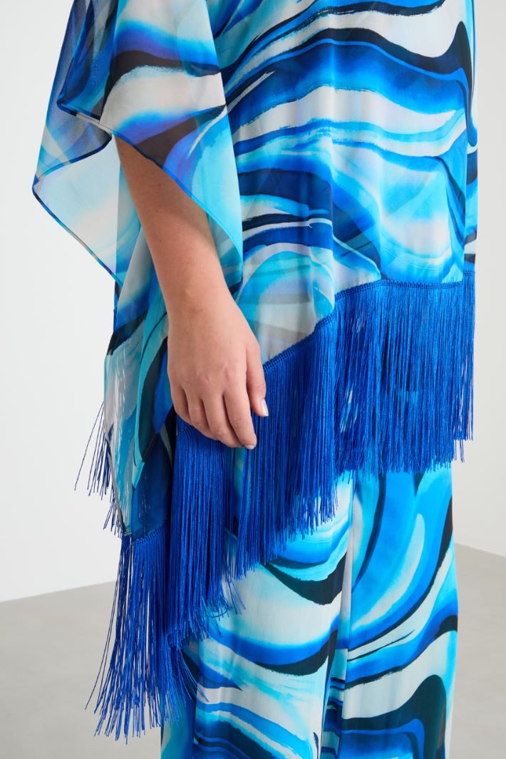 Fringed georgette poncho Intrend - 3
