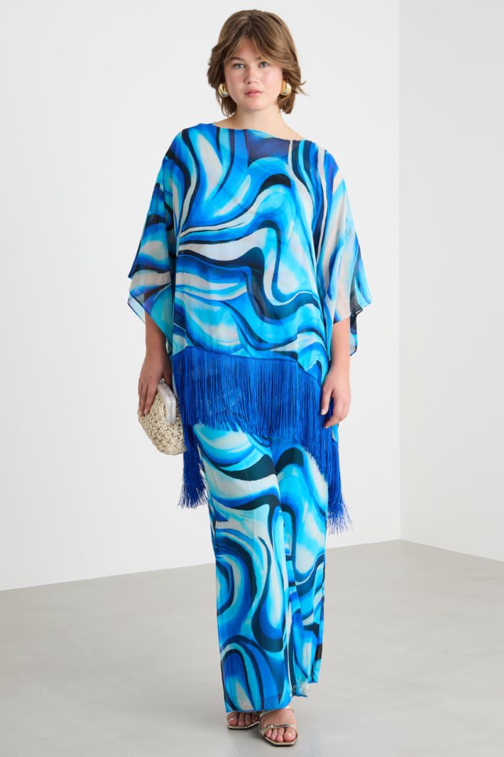 Fringed georgette poncho Intrend