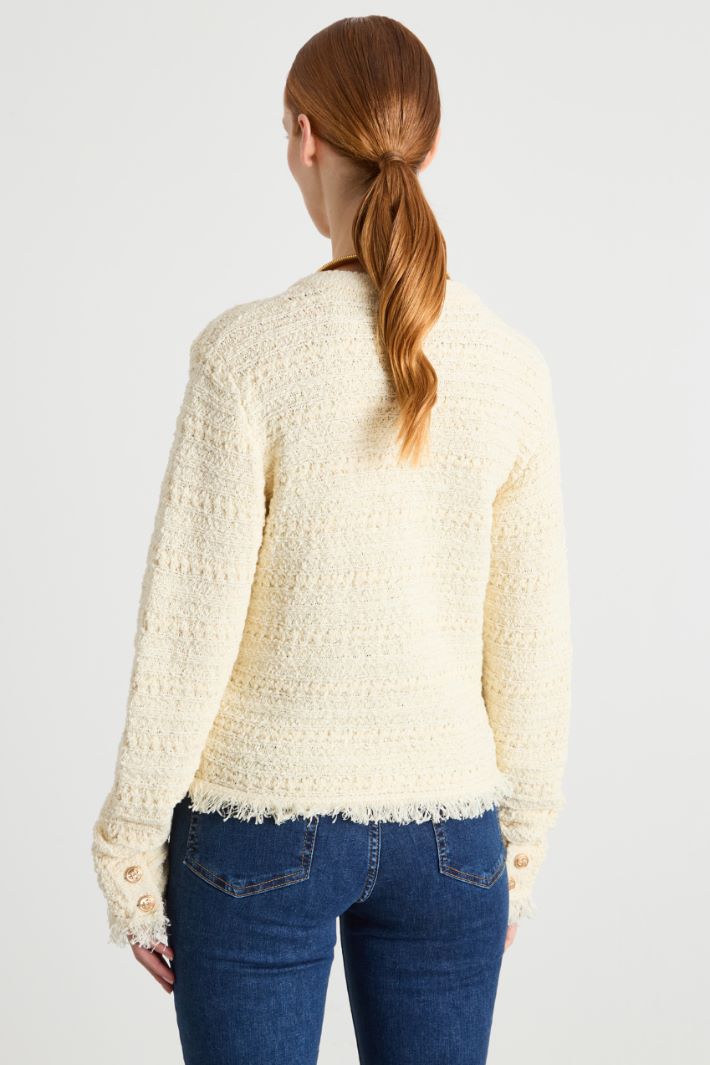 Frayed-Trim Jacket Intrend - 4