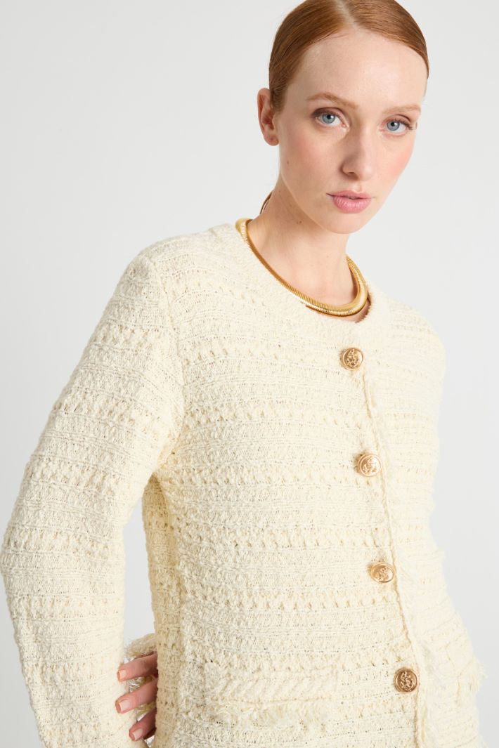 Frayed-Trim Jacket Intrend - 3