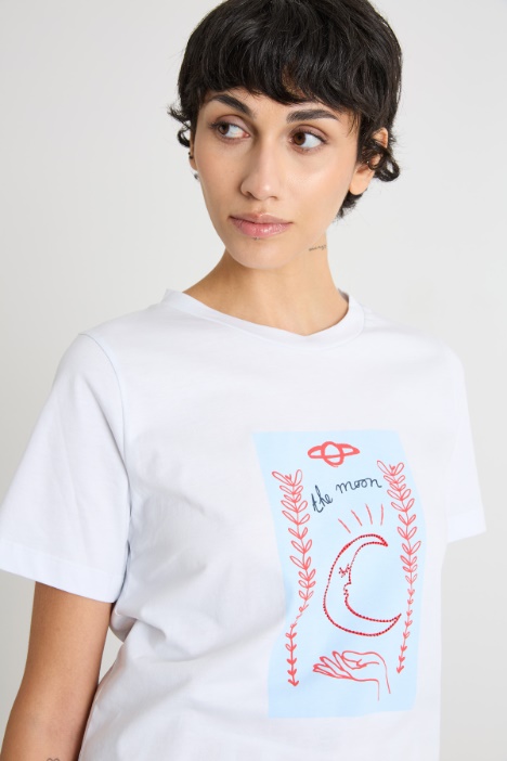 T-shirt ricamata con strass